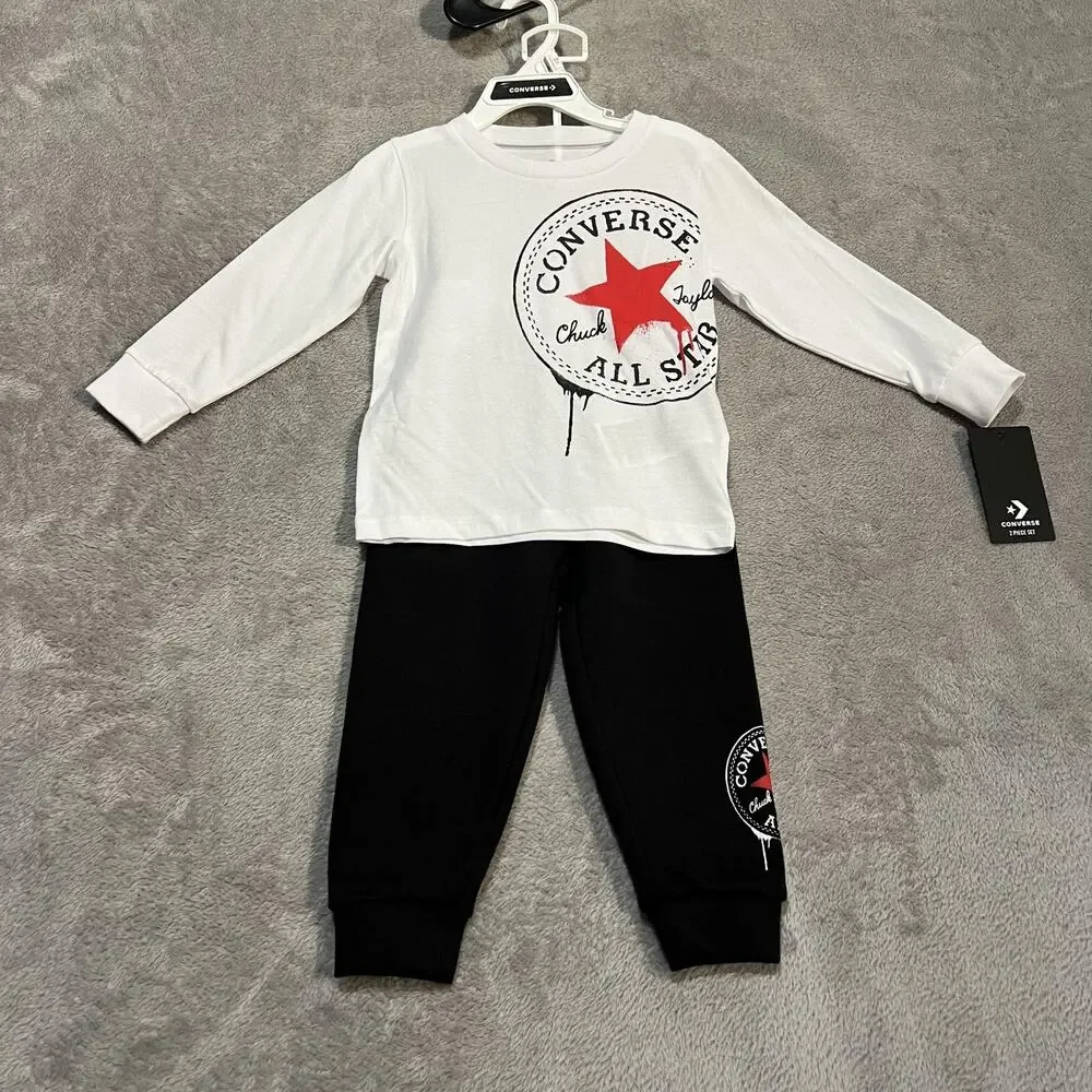 Converse Shirt Pants Set Toddler 24M White Black Chuck Taylor All Star Logo